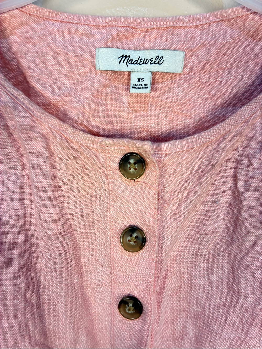 Madewell Linen Pastel Pink Puff Sleeve Jumpsuit - Picture 5 of 14